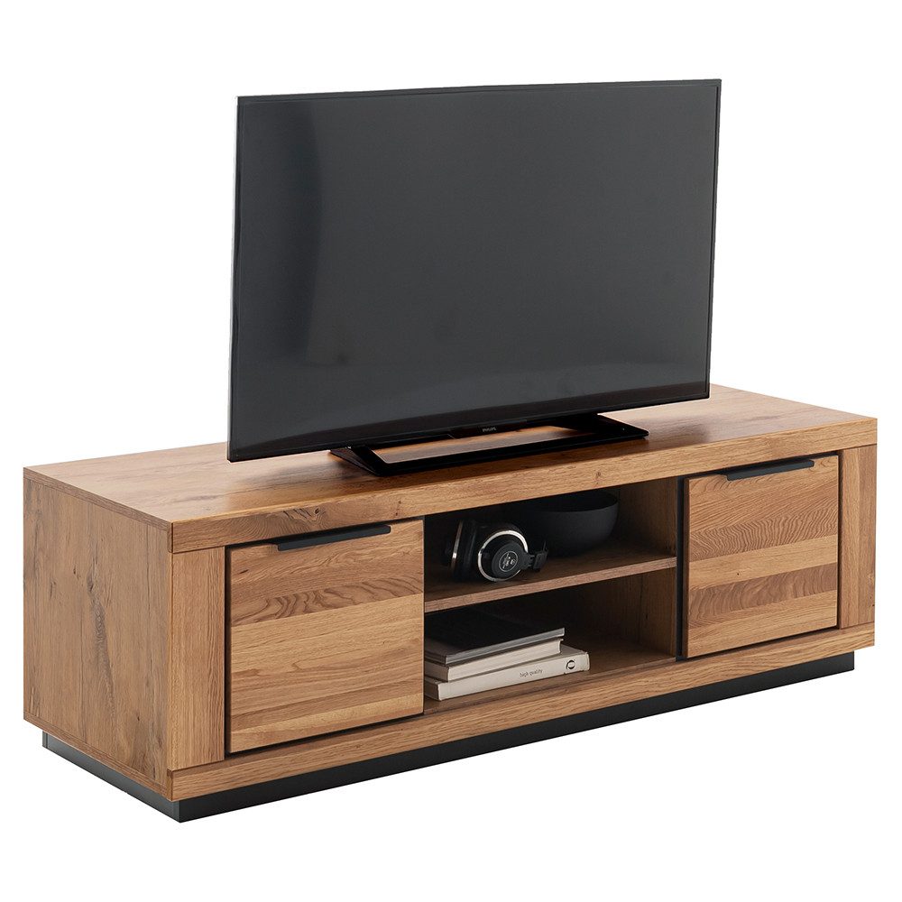 Lomadox Lowboard GIUSTINO-06, Eiche teilmassiv geölt, Massivholzfronten, 163cm breit