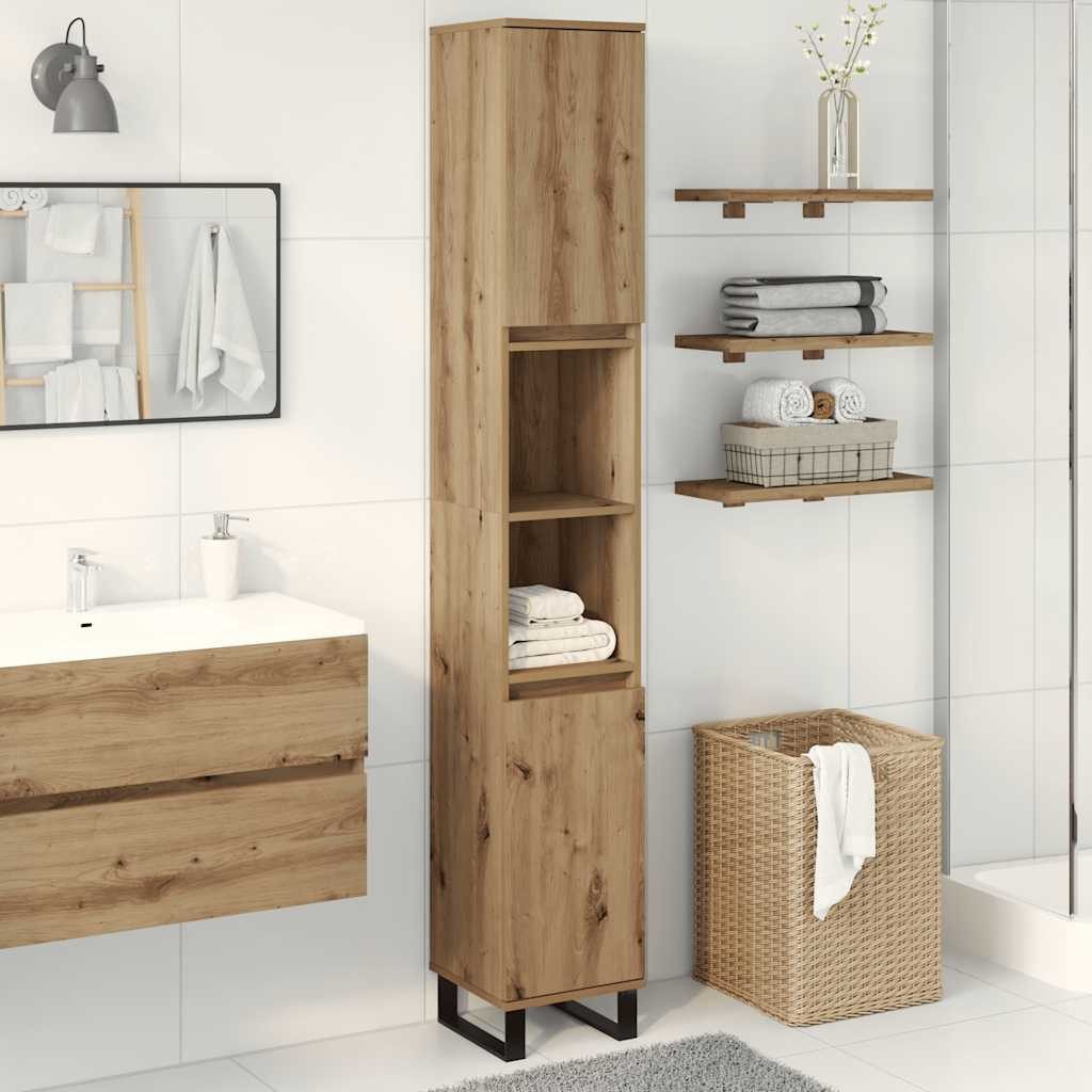 vidaXL Badezimmerspiegelschrank Badschrank Artisan-Eiche 30x30x190 cm Holzwerkstoff (1-St)