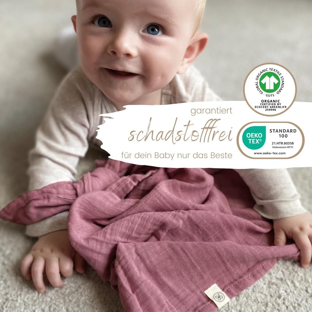Babydecke Mulltücher 3er-SET gekreppt, Spucktuch 64x64 100% GOTS BIO-Baumwolle, DIKOS, PREMIUM Qualität atmungsaktiv, nachhaltig, plastikfrei, kuschelweich