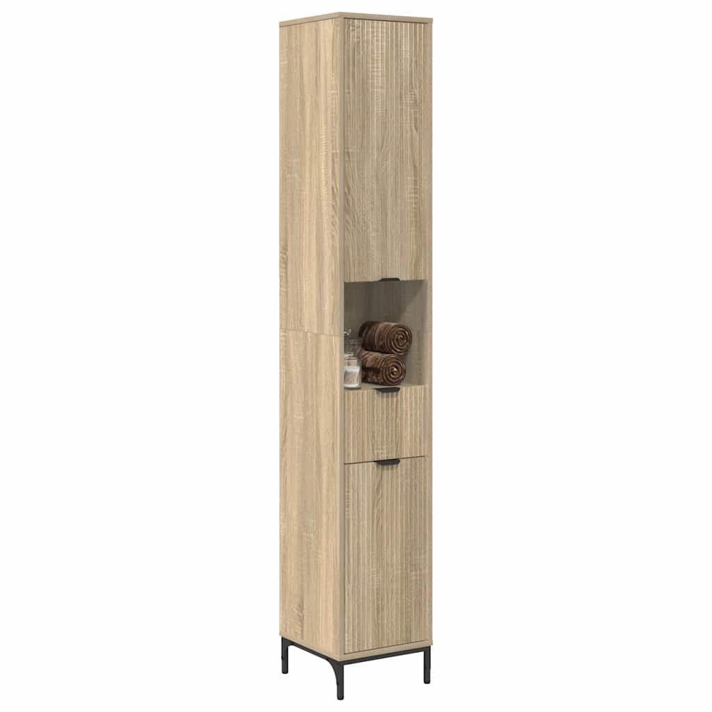 vidaXL Badezimmerspiegelschrank Bad hoher Schrank Sonoma günstig online kaufen