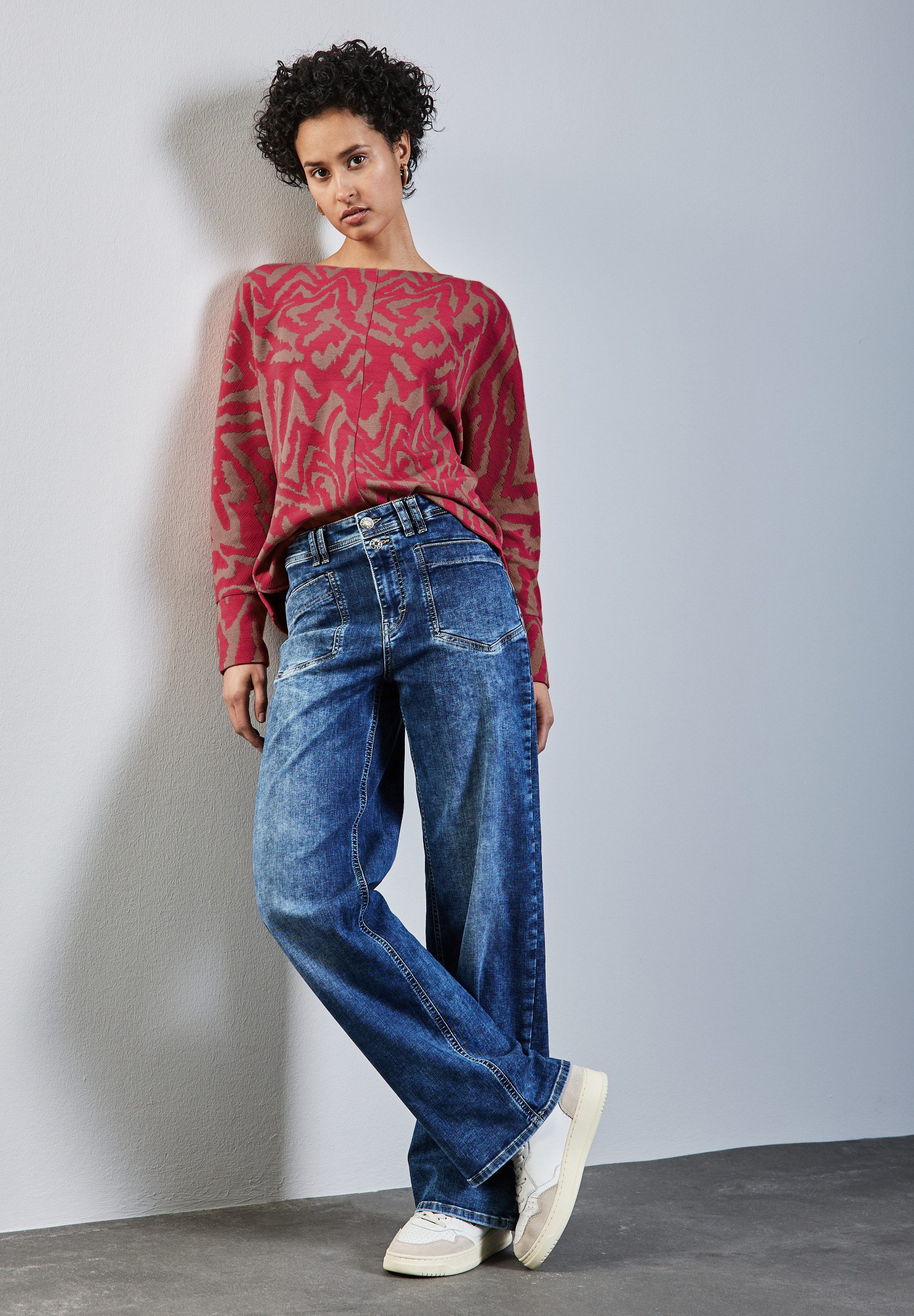 STREET ONE Langarmshirt aus elastischem Materialmix