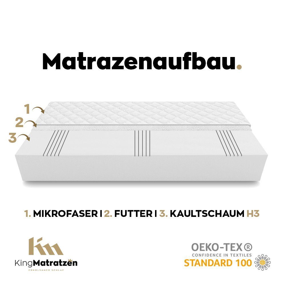 14 Multi- Kaltschaummatratze cm Matratzen H3 200, KingHR x hoch rollmatratze KingMatratzen, 100 Zonen