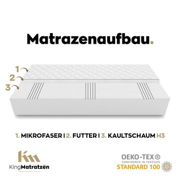Kaltschaummatratze KingHR 100x200x14cm Multi-Zonen aus hochwertigem Kaltschaum, KingMatratzen, 14 cm hoch, Rollmatratze mit waschbarem Bezug