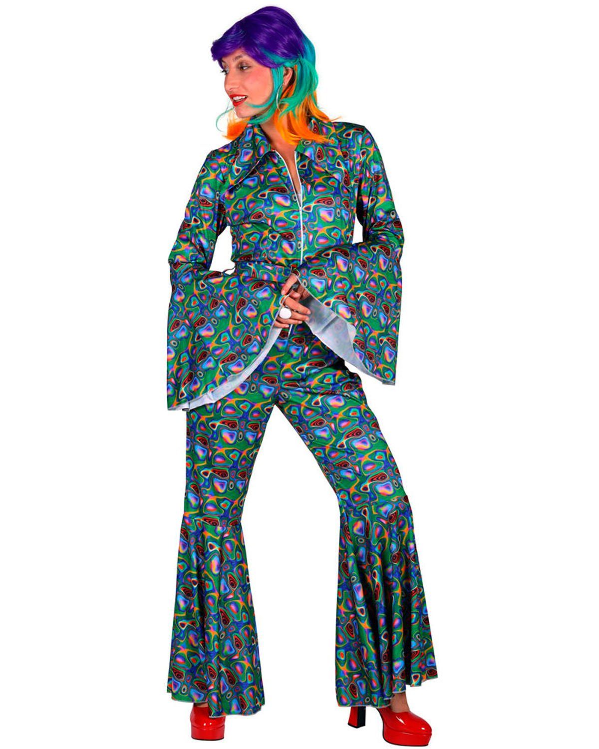 thetru Kostüm 70er Jahre Anzug 'Psychedelic' für Damen, Disco Party