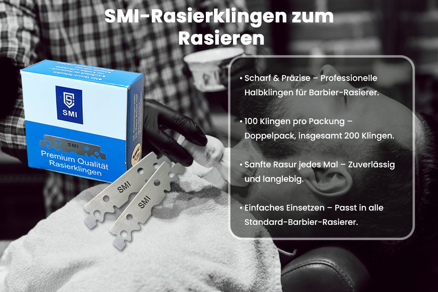 SMI Rasierklingen 3 tlg Rasierklingen Premium Qualität Rasier klingen für Rasiermesser, 3-tlg., auswechselbar 300 tlg