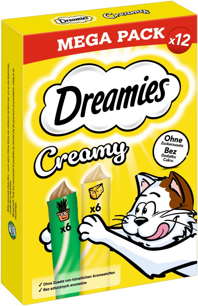 Dreamies DREAMIES™ CREAMY Multipack Katzenminze & Käse 12 x 10g, Snack für: Katze