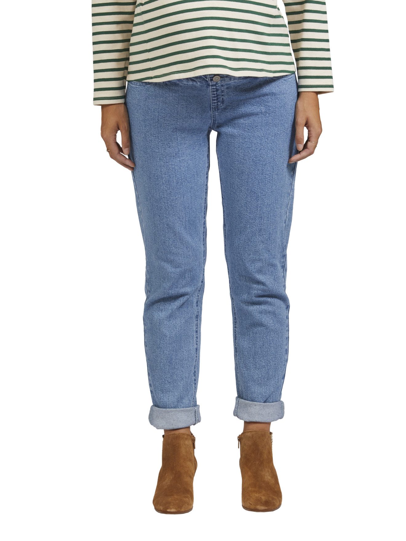 vertbaudet Umstandsjeans Umstands-Jeans mit Stretch-Einsatz, Mom-Fit Bundweite verstellbar