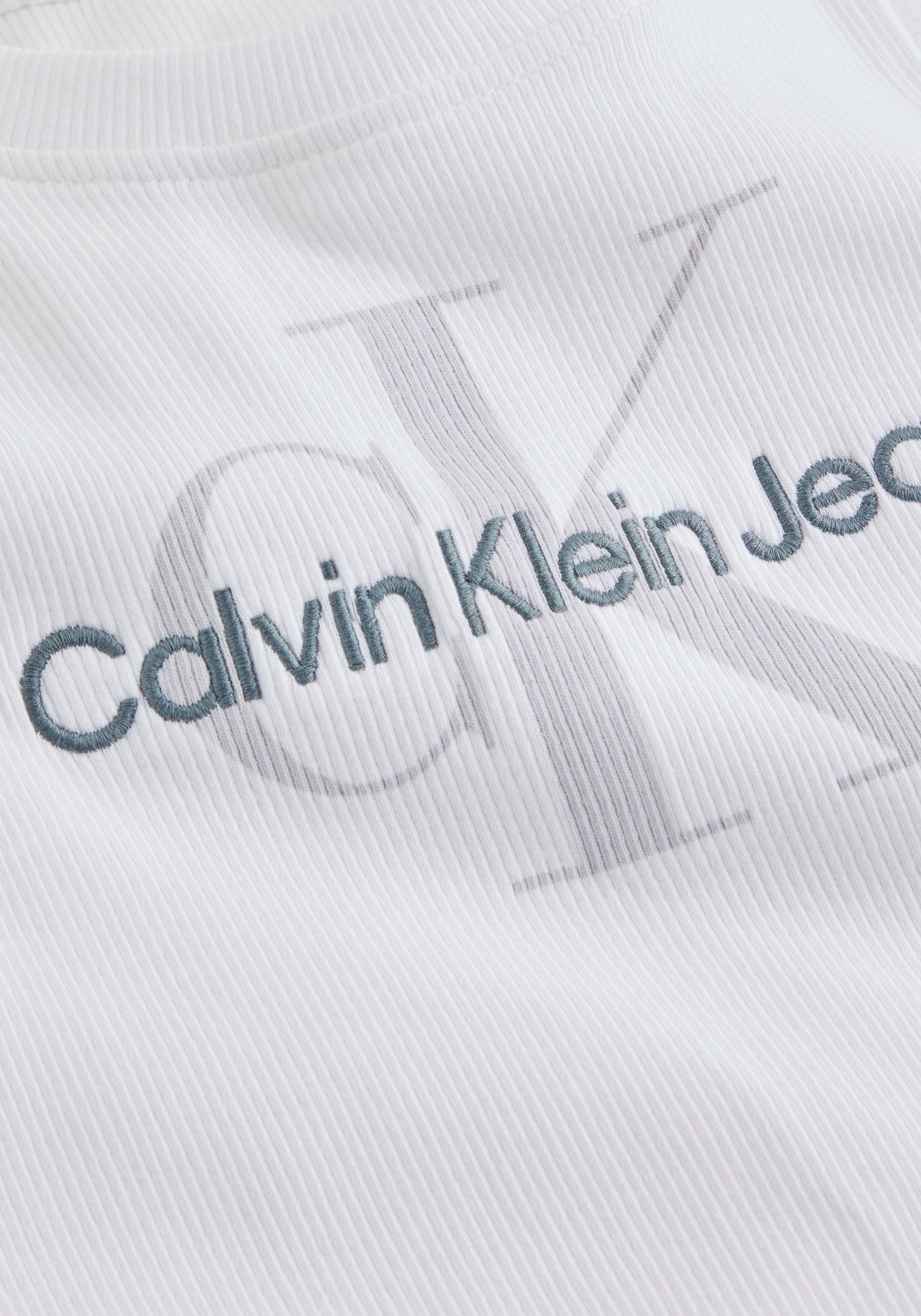 Klein aus Midikleid Jeans elastischer Calvin Baumwolle weiß