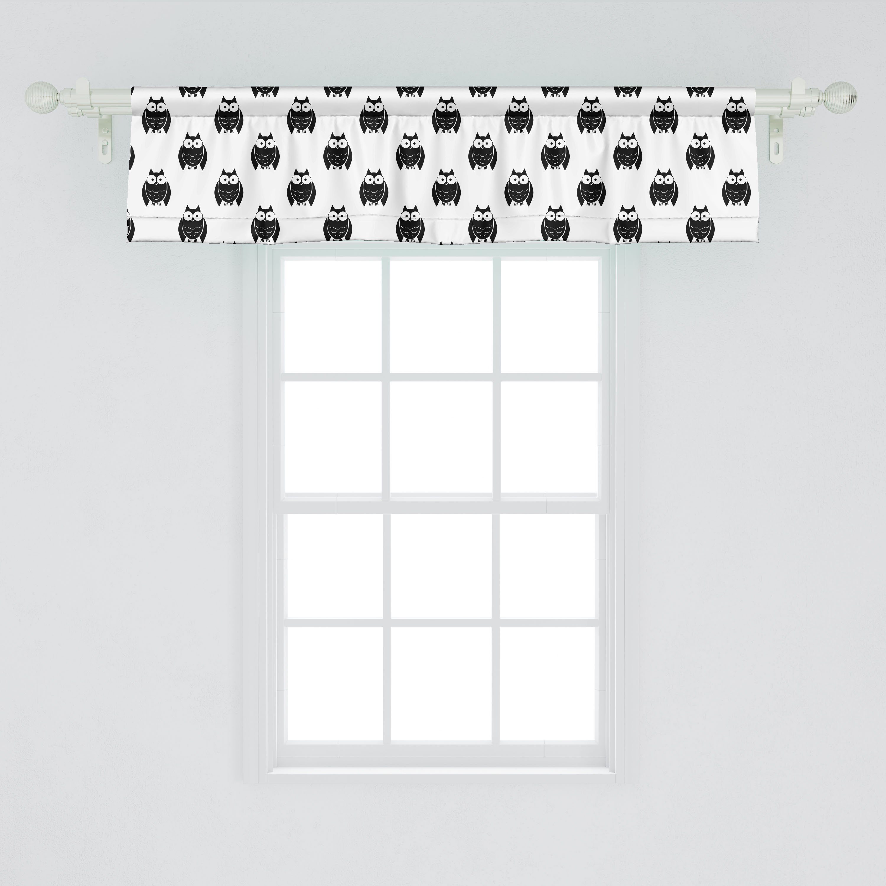 Scheibengardine Vorhang Volant Eulen für Microfaser, Wiederholung Stangentasche, Abakuhaus, Küche Die Schlafzimmer mit Cartoon-Stil Dekor