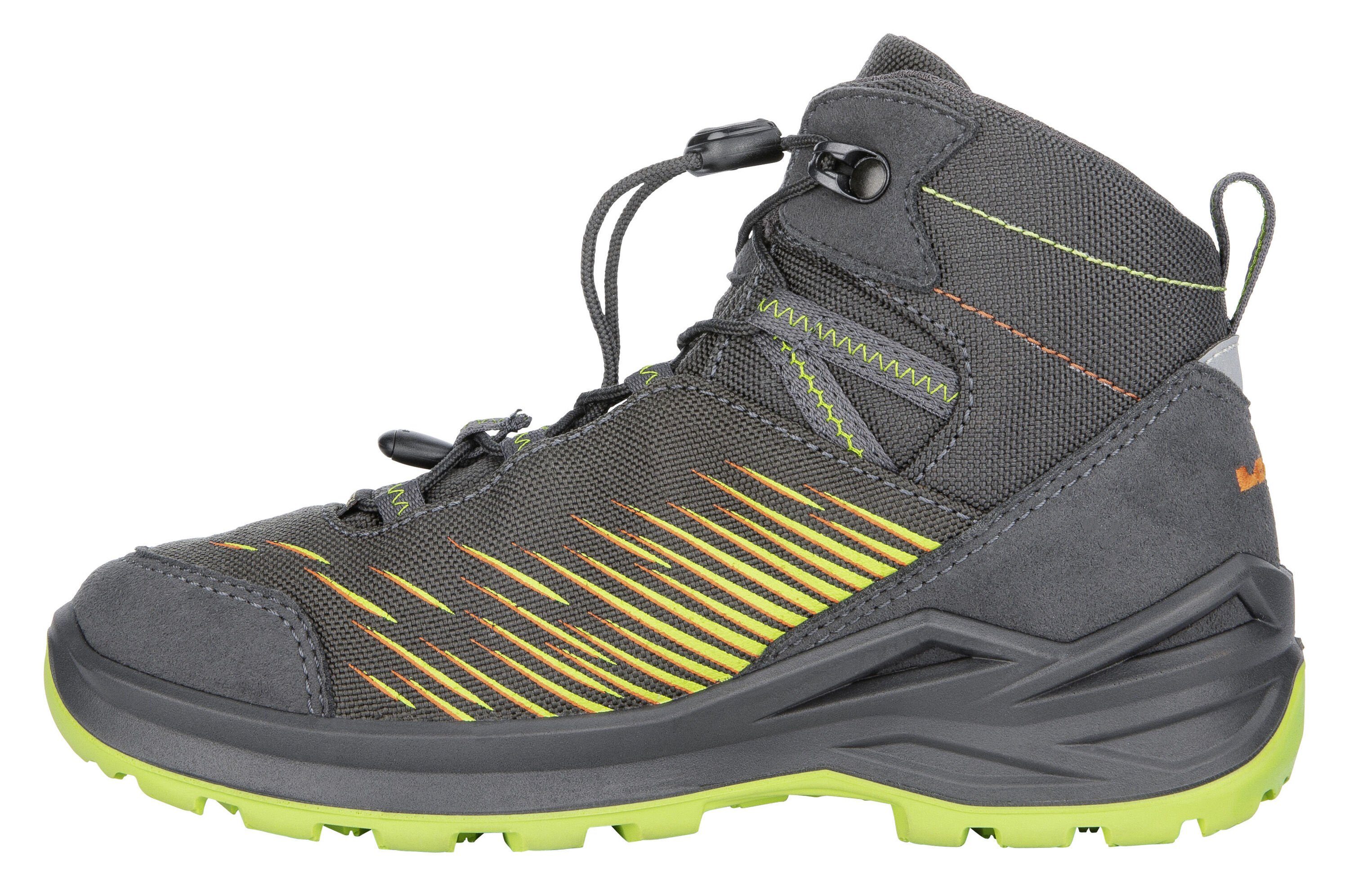 MID JUNIOR KIDS Wanderstiefel ZIRROX LOWA anthrazit/flame Lowa Performance-Sohle TRAC GTX mit (1-tlg) MULTI