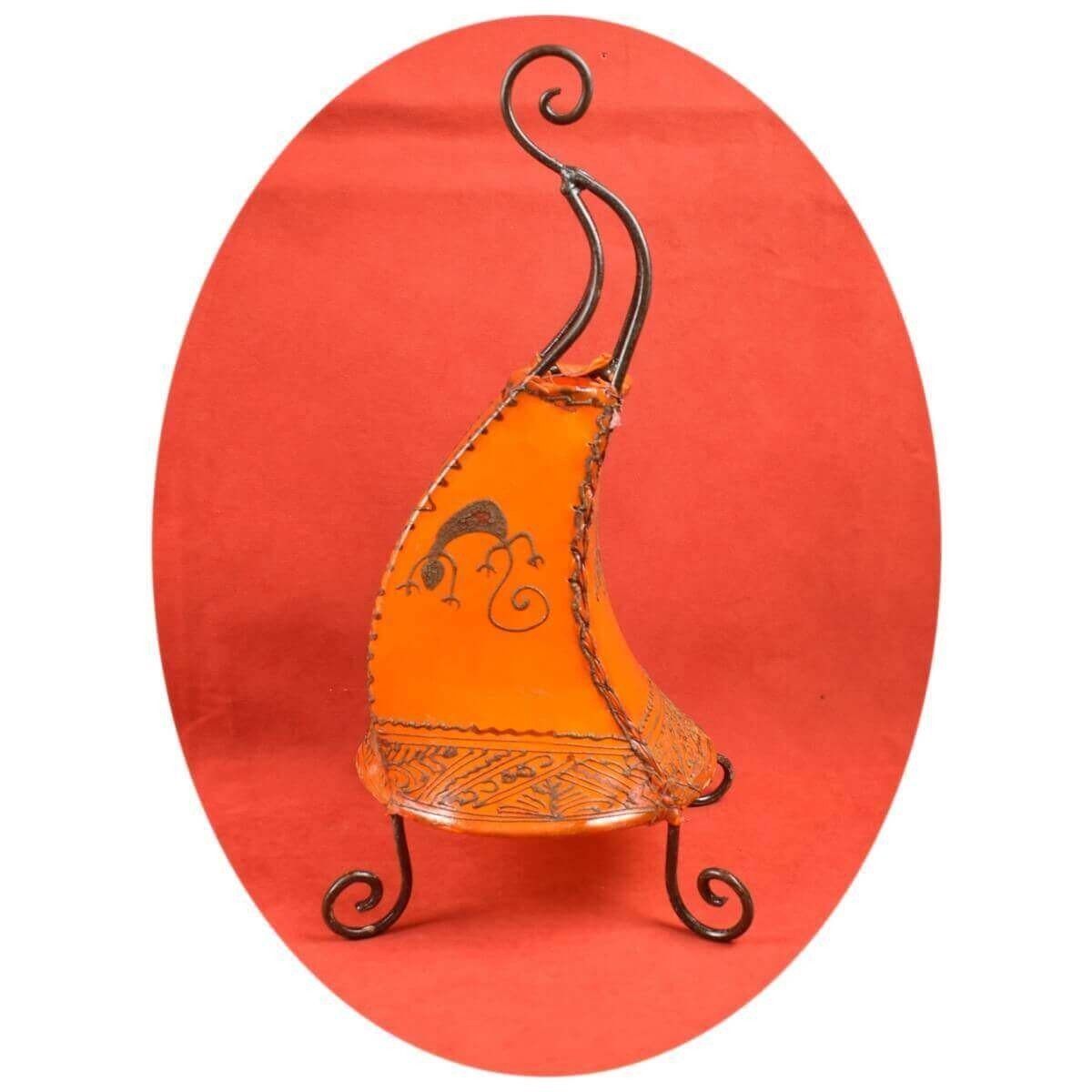 SIMANDRA Stehlampe cm, Coq Lederlampe 40 Ambilight, Orange marokkanische Warmweiß, ohne Leuchtmittel, Gecko