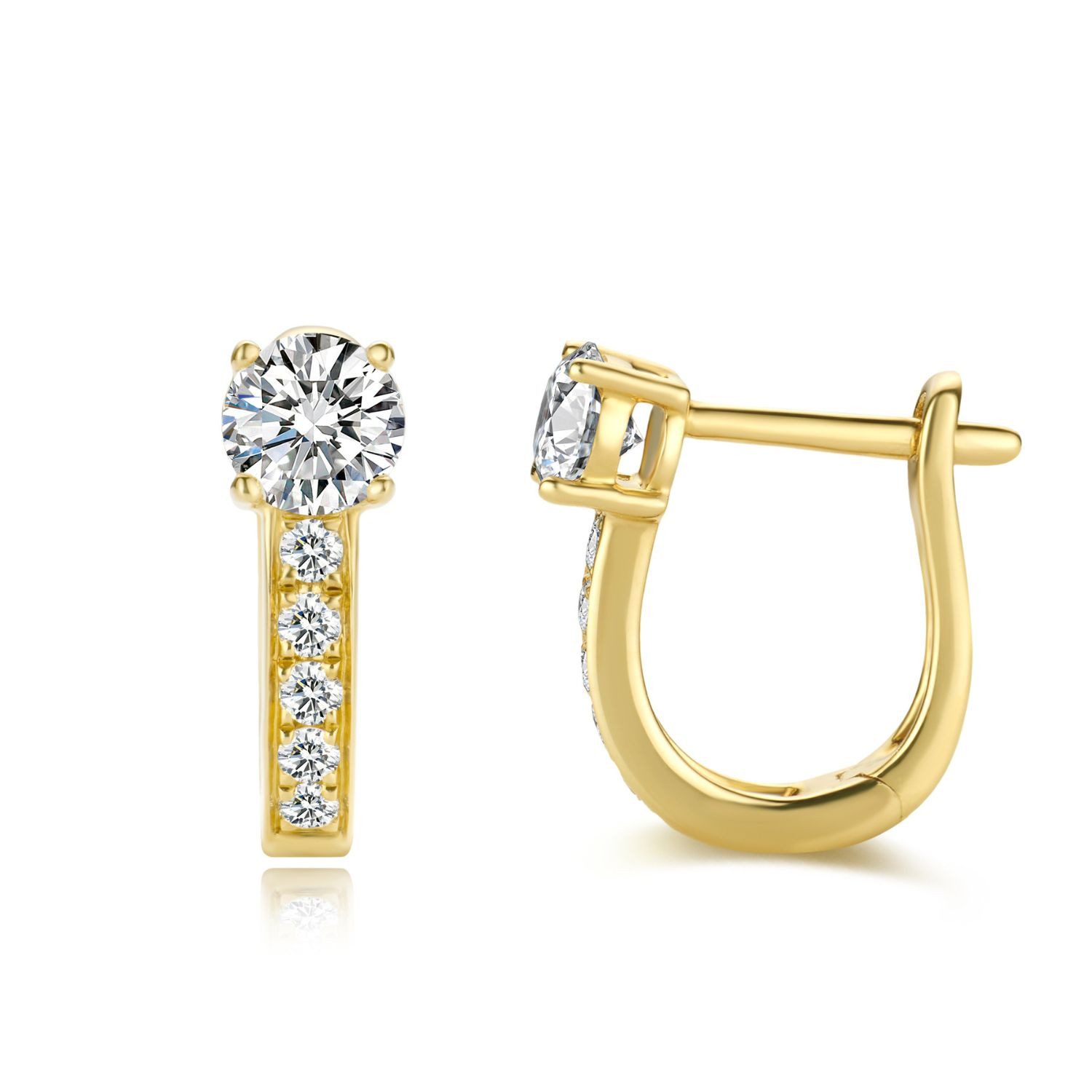 Ohrring-Set Creolen-Ohrstecker 0.43 ct Diamanten, 18K Gelbgold IGI
