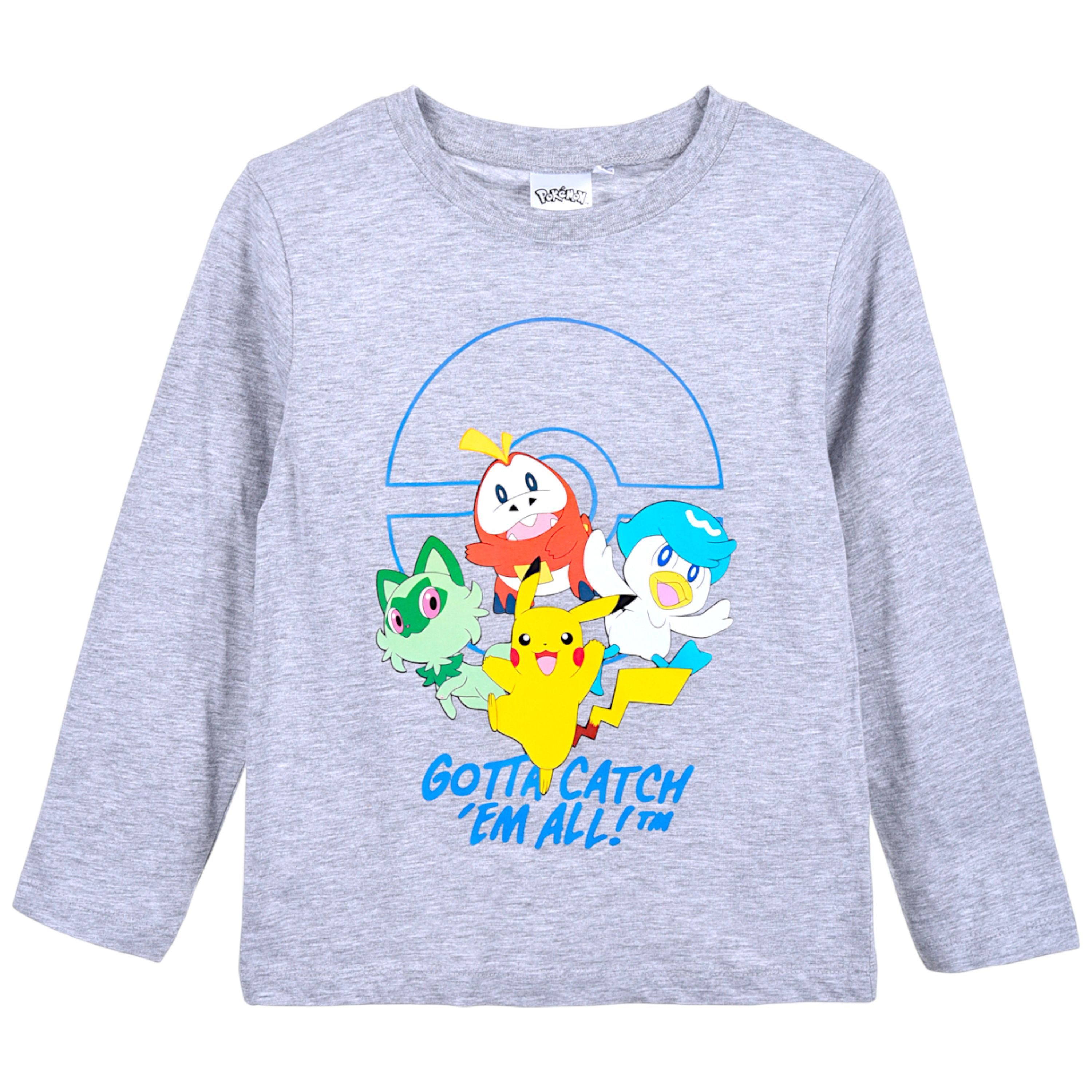POKÉMON Langarmshirt Pikachu, Glumanda, Schiggy und Bisasam Jungen Shirt aus Baumwolle Gr. 104 - 152 cm