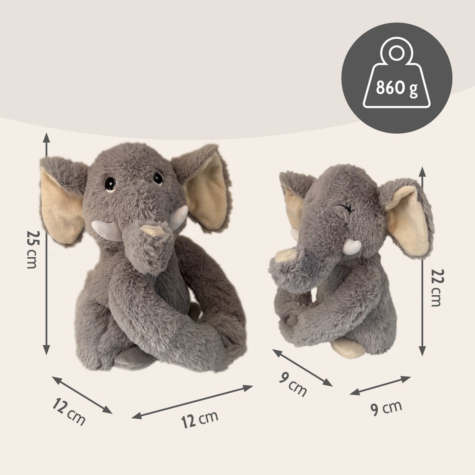 Habibi Plush Wärmekissen Habibi Plush Wärmetier Stofftier 2041 Elefant Papa + Kind