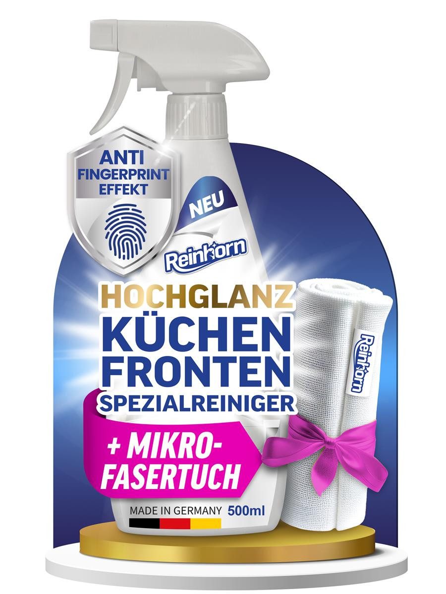 Reinhorn Küchenfronten Reiniger Hochglanz – Fettlöser mit Versiegelung 500 ml Küchenreiniger (Spezial Reiniger für Hochglanz Küchenfronten,Entfetter)