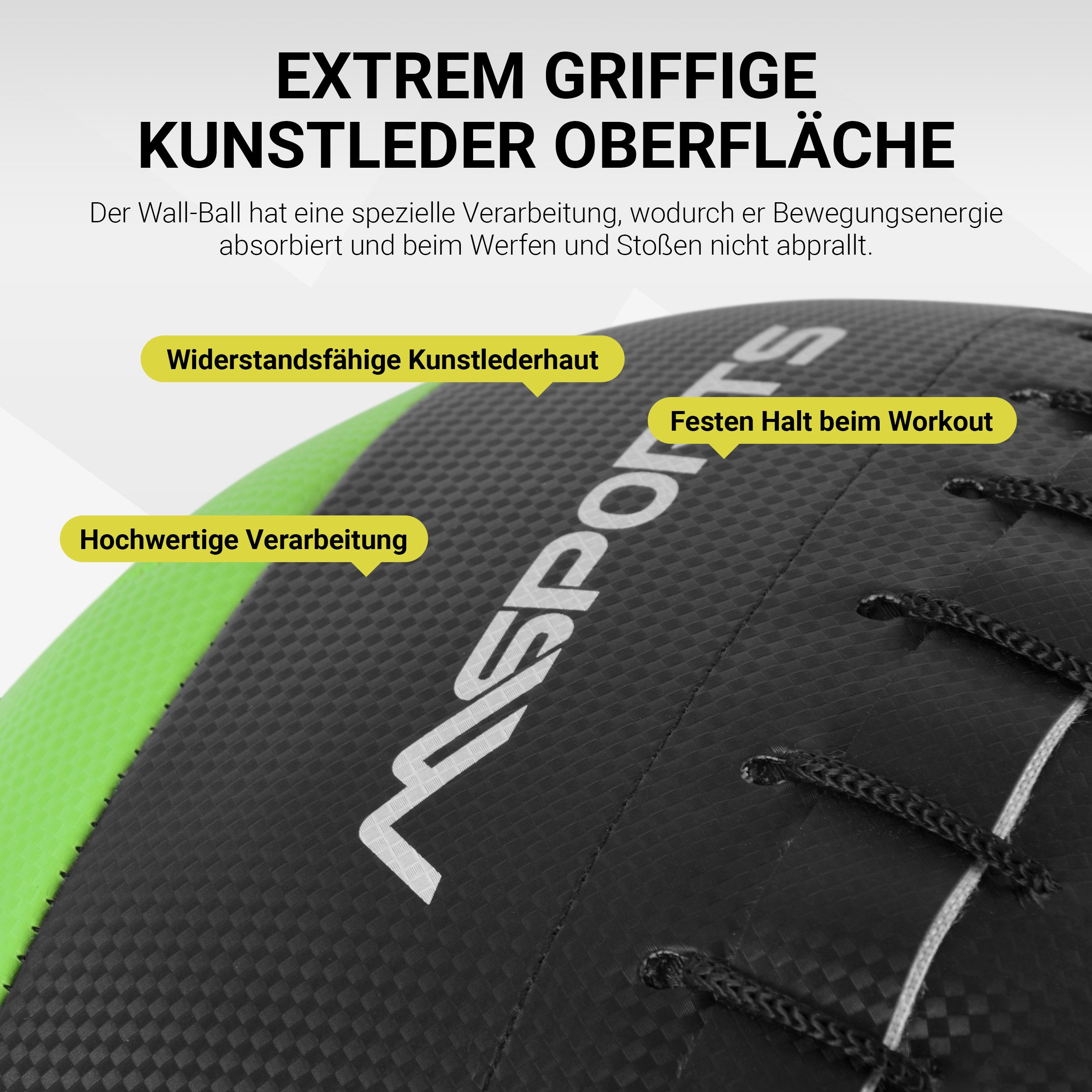 MSports® Medizinball Wall-Ball Premium Gewichtsball 2 - 10 kg in verschiedenen Farben
