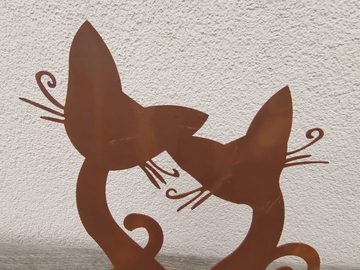 Ferrum Art Gartenfigur Katzenpärchen auf Platte - Gr. 1: klein, (Stück)