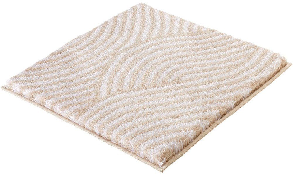 Kleine Wolke Badematte Calma, Höhe 30 mm, rutschhemmend beschichtet, fußbodenheizungsgeeignet, Polyacryl, quadratisch, Badteppich, Wellen Design