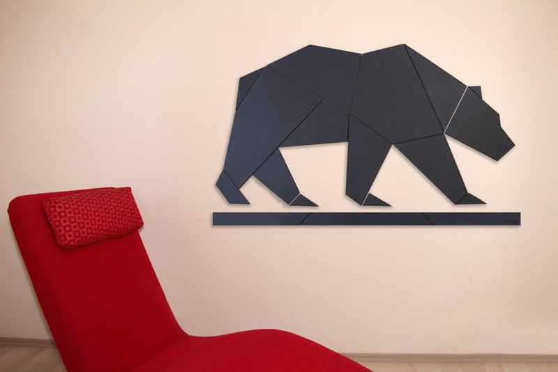 SIBAL Design.Home Wanddekoobjekt Low Poly Silhouette "Bär" (1,62m lang) (Set, 13-teilig), incl. Klebepads