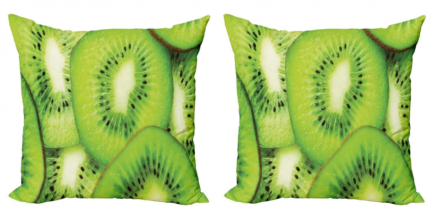 Kissenbezüge Modern Accent Doppelseitiger Digitaldruck, Abakuhaus (2 Stück), Kiwi Makro Exotische Früchte Scheiben