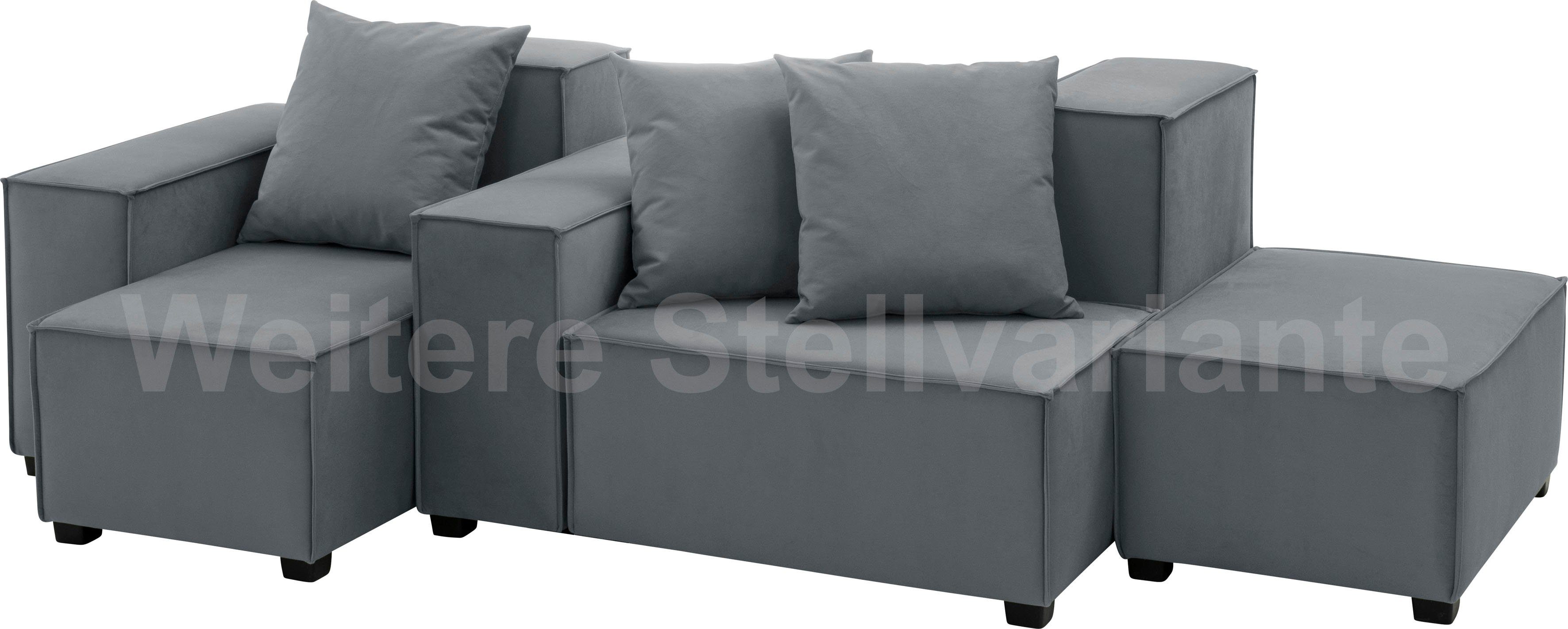 Set, Sitz-Elementen, 3 inklusive grau Sofa-Set Winzer® 02 8 aus Zierkissen, Wohnlandschaft MOVE, Max kombinierbar