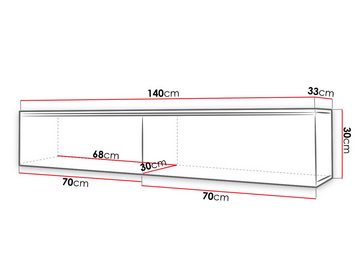 MIRJAN24 TV-Schrank D140 MDF (mit zwei Klappen) 140x33x30 cm, mit Füße