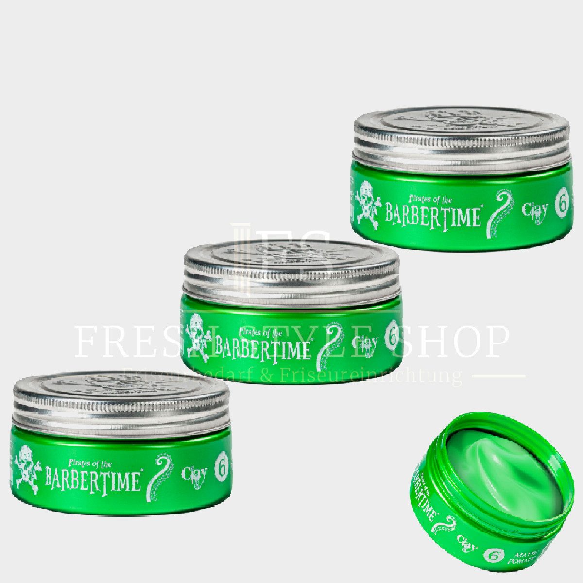 BARBERTIME Haarwachs 3x Haarpomade Hair Pomade Styling Pomade 150ml Matte Clay, 3-tlg.