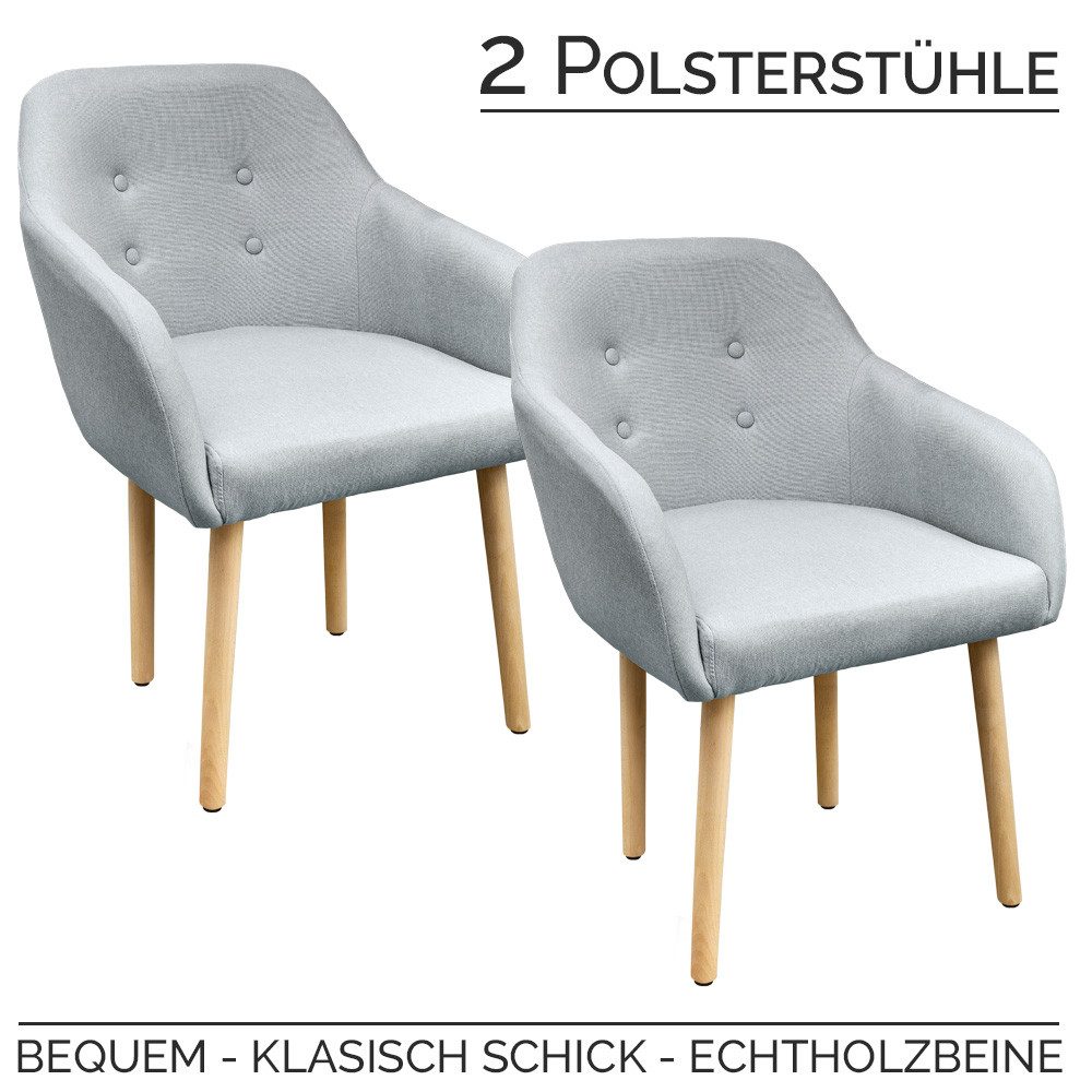 Kingpower Esszimmerstuhl 2/4/6/8 Set Stühle Esszimmerstühle Stuhl Sessel mit Armlehne Hellgrau (2 St)