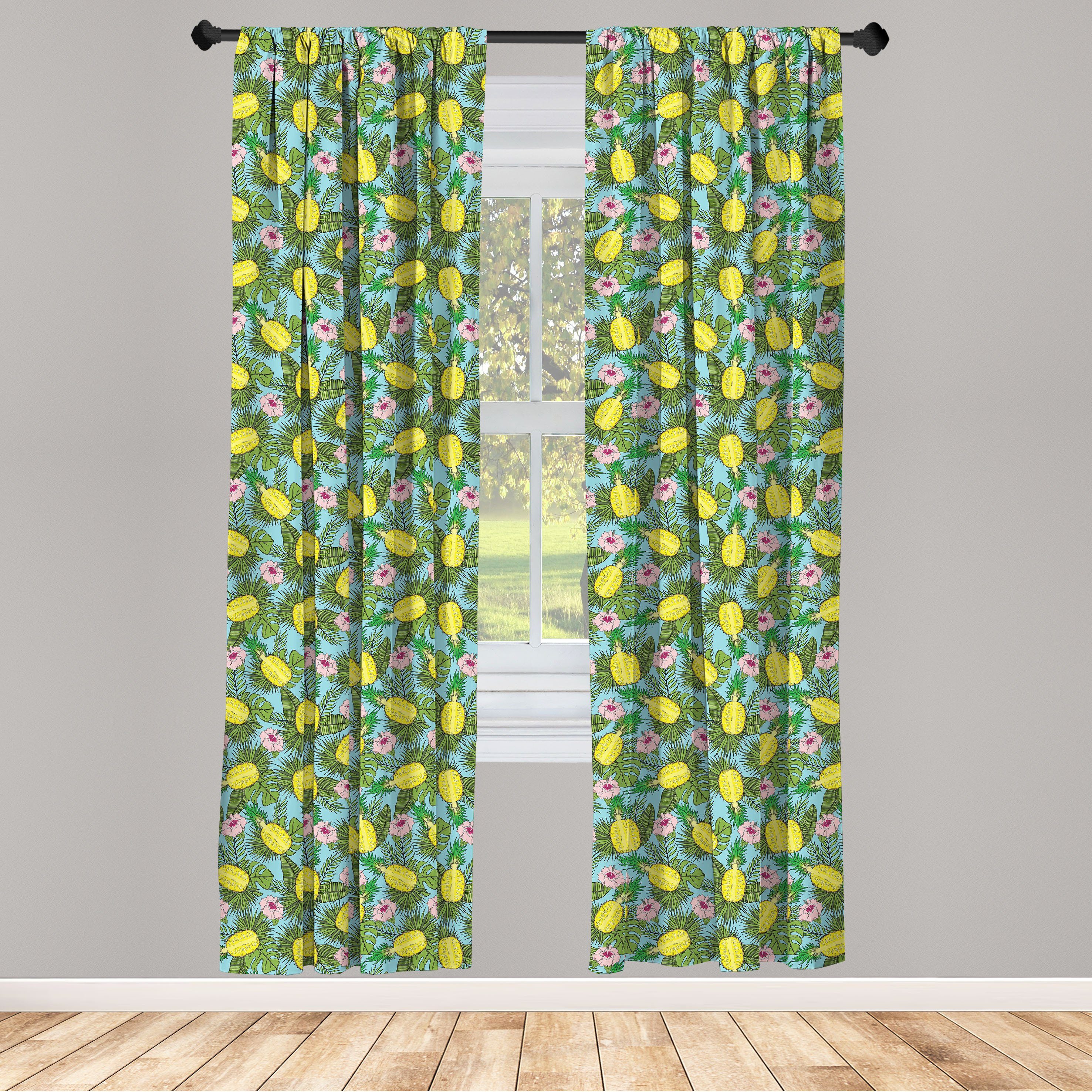 Gardine Vorhang für Wohnzimmer Schlafzimmer Dekor, Abakuhaus, Microfaser, Ananas Sommersaison Obst Blatt