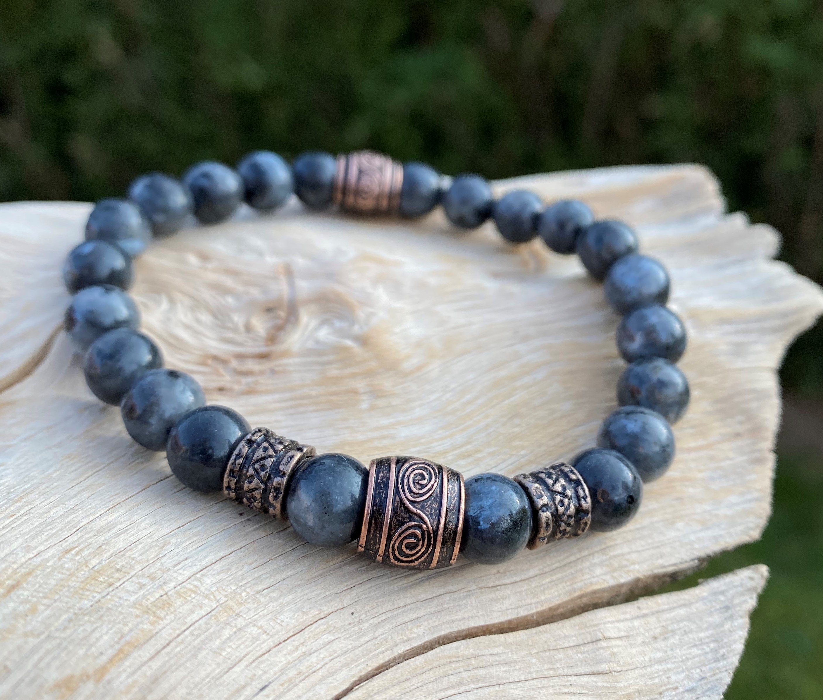NAHLE Perlenarmband Naturstein Larvikit Wikinger Armband Vintage, elastisch günstig online kaufen
