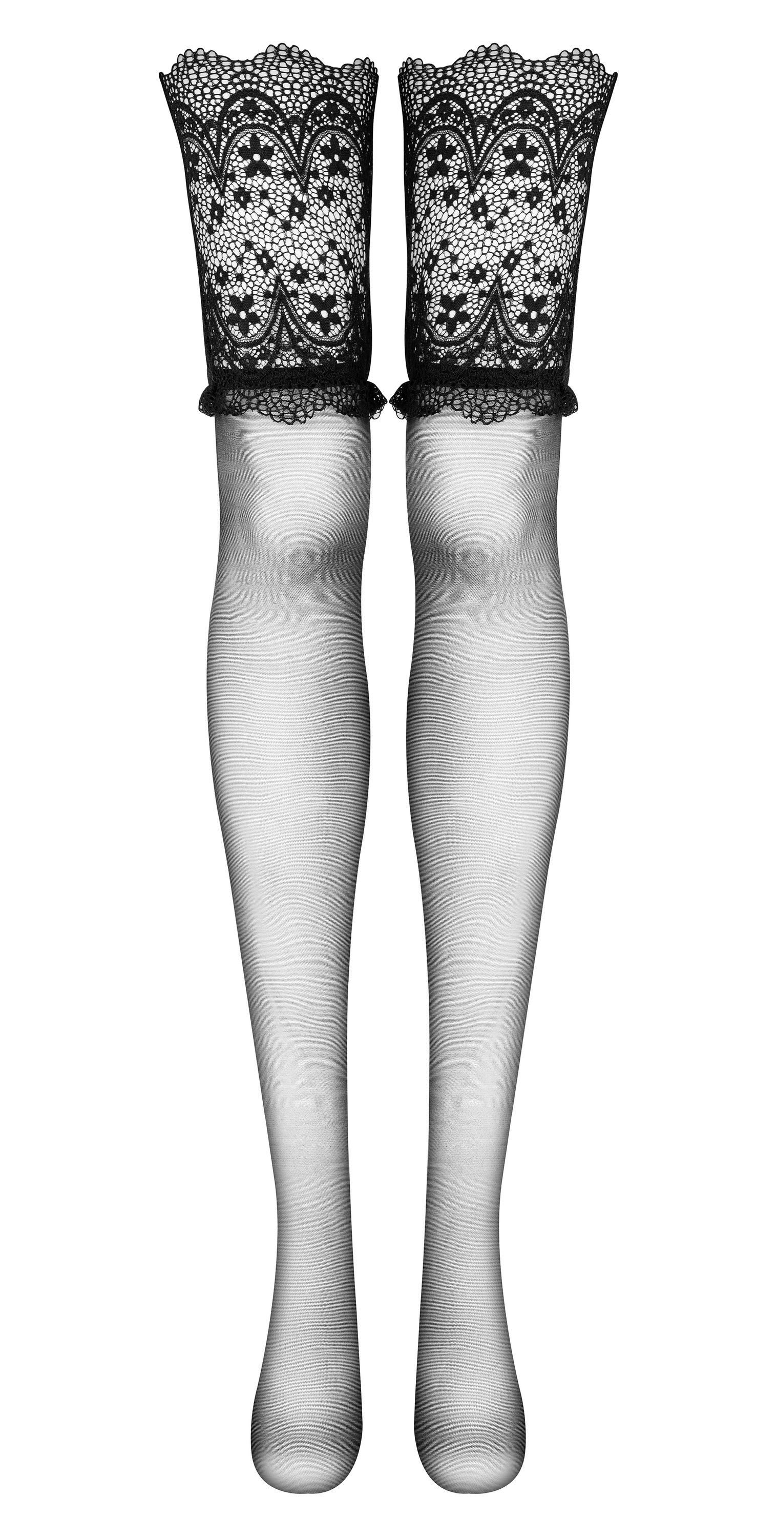 Beauty Night Fashion Strapsstrümpfe Strapsstrümpfe Obsidian schwarz transparent elastisch