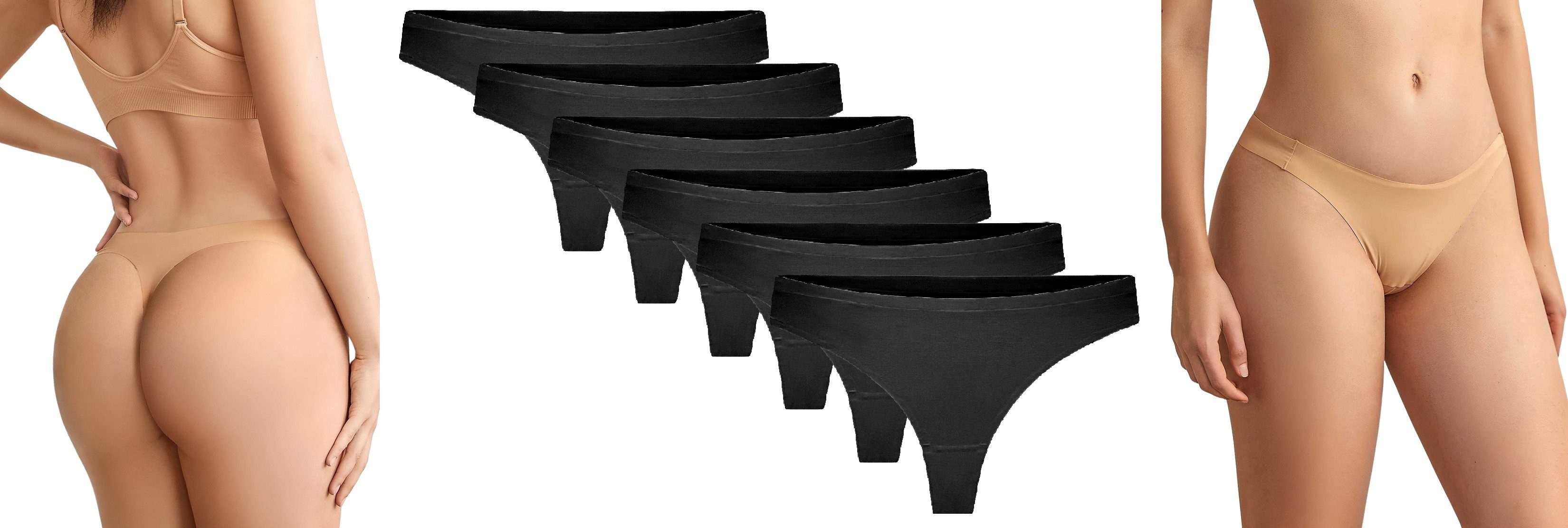Tangaslip 6er Set String Tanga Tangaslip Damen Unterwäsche 954 schwarz Größe: