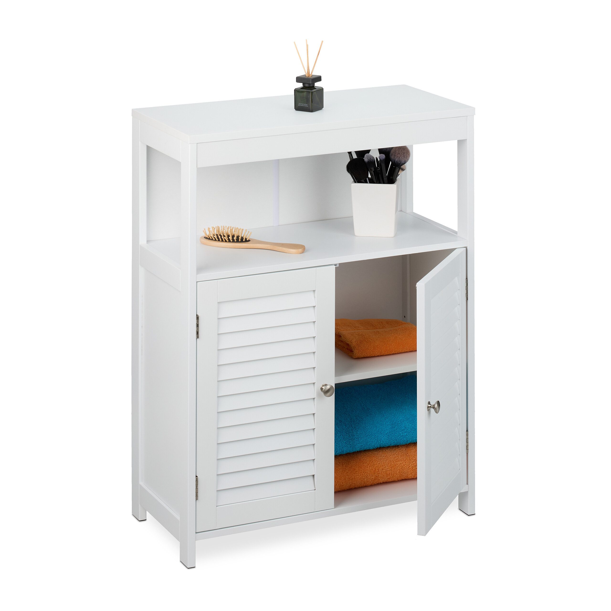 relaxdays Beistellschrank Weißer Badschrank (1-St)