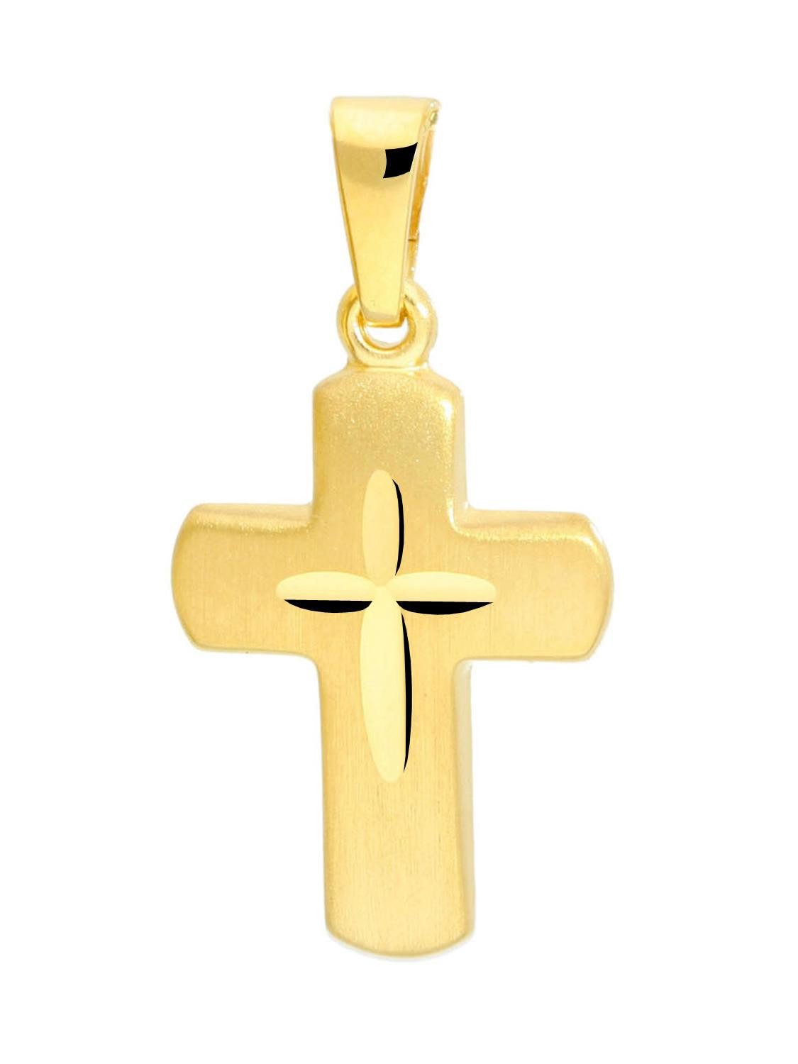 My Gold Kreuzanhänger Damen Kinder Kreuz Anhänger Gold 375 Gelbgold (9 Karat) - Novelle (Set, 1-tlg., inkl. Schmuckbox), Geschenke