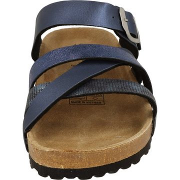 SUPERSOFT Damen Schuhe 275-119 Sandale Hausschuhe Lederfußbett Blau Keilpantolette