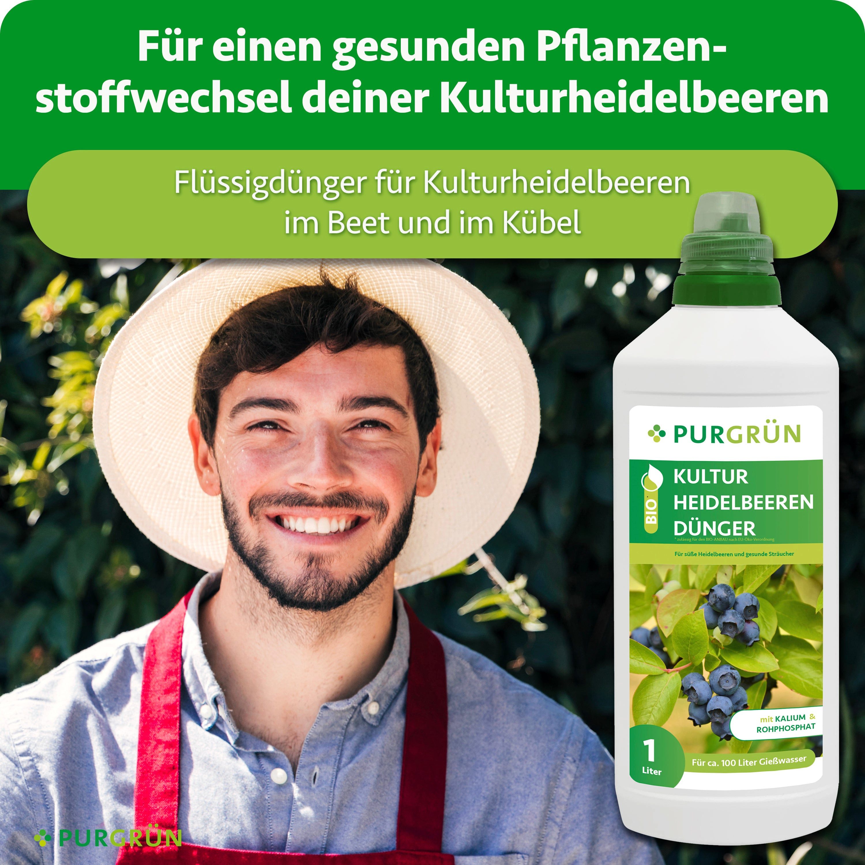 Purgrün Obstdünger Bio Kulturheidelbeeren Dünger, NPK 3+2+6, Bio, Vegan, 1 Liter, Flüssigdünger, 1-St., 1 Liter – Bild 2 von 5