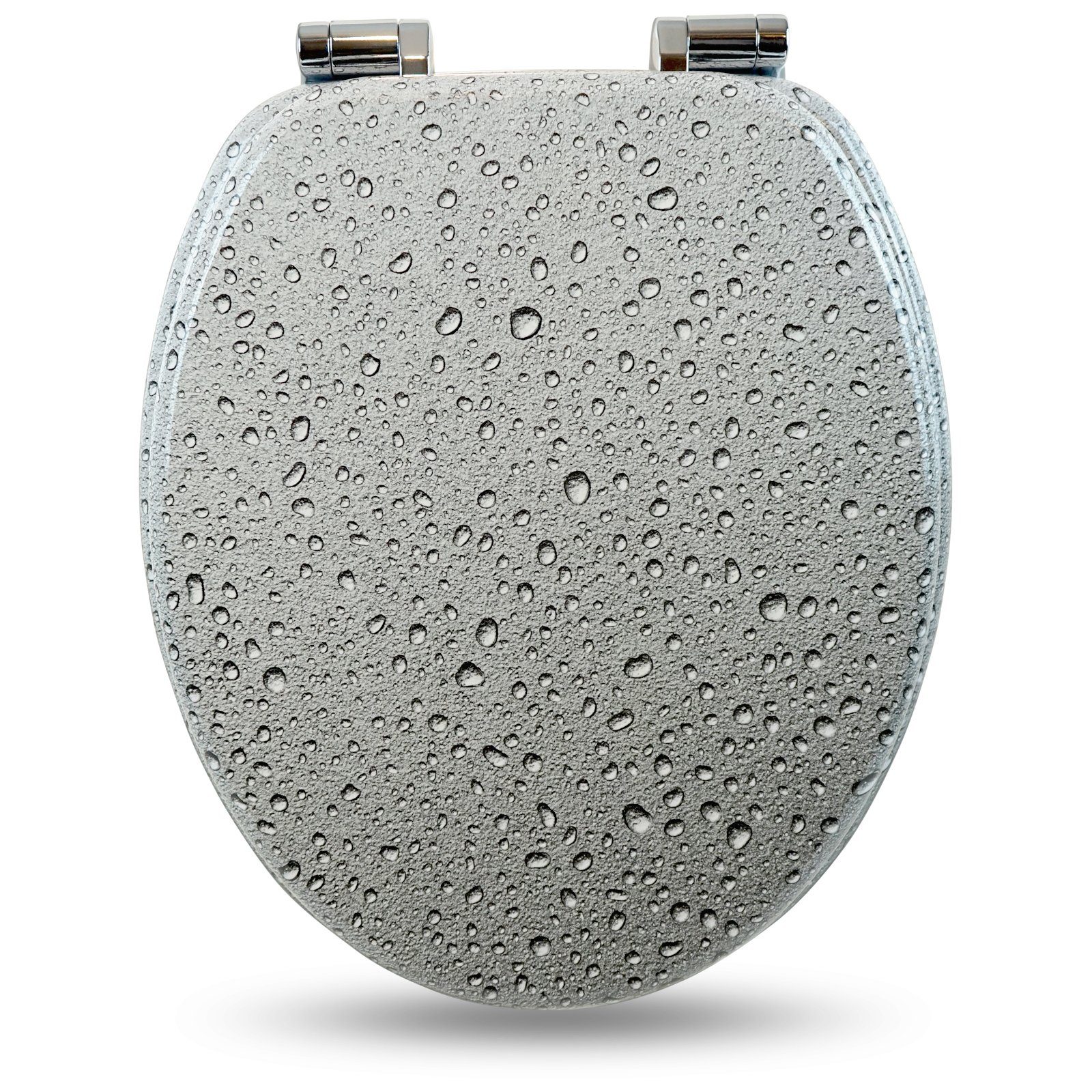 WC-Sitz "Grey Splash II“ Premium Toilettendeckel mit Absenkautomatik aus Holz