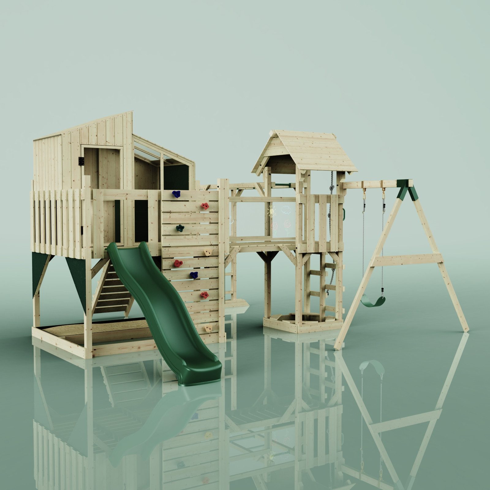 Dunkelgrün Kinderschaukel