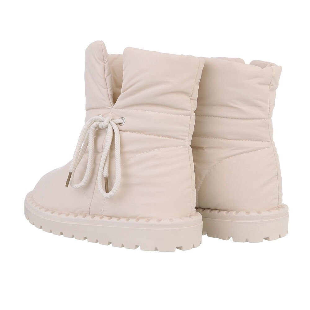 Ital-Design Damen Snowboots Freizeit Snowboots Flach Flache Stiefeletten in Beige