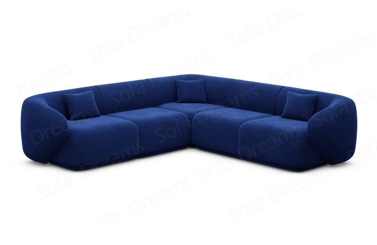 Loungesofa Stoffsofa, Design Sofa Dreams Sofa Samtstoff Form Marbella dunkelblau77 Polster L Ecksofa