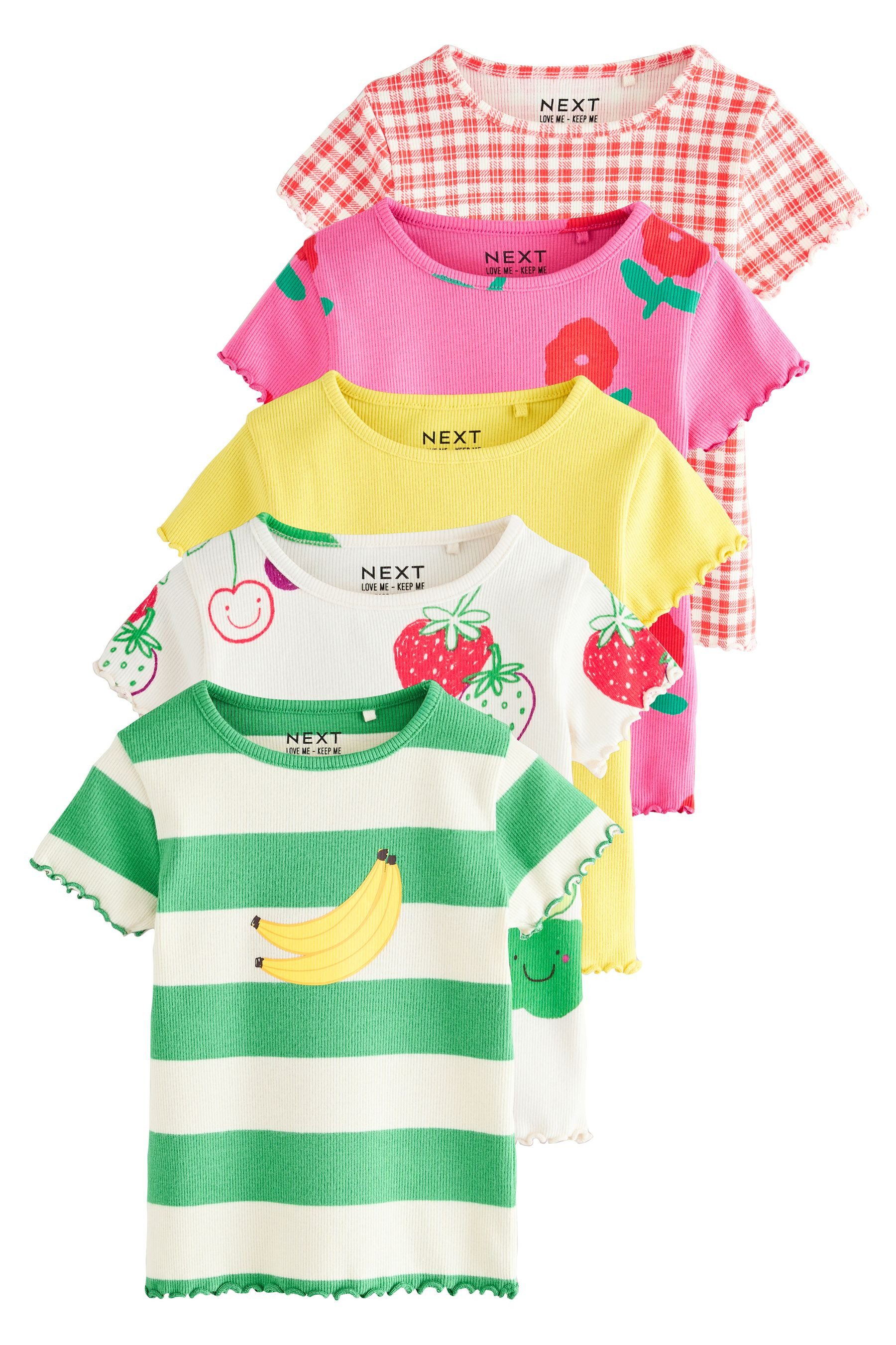 Next T-Shirt T-Shirts mit Rippenmuster, 5er-Pack günstig online kaufen