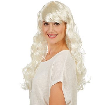 dressforfun Kostüm-Perücke Frauenperücke Weißblond lang