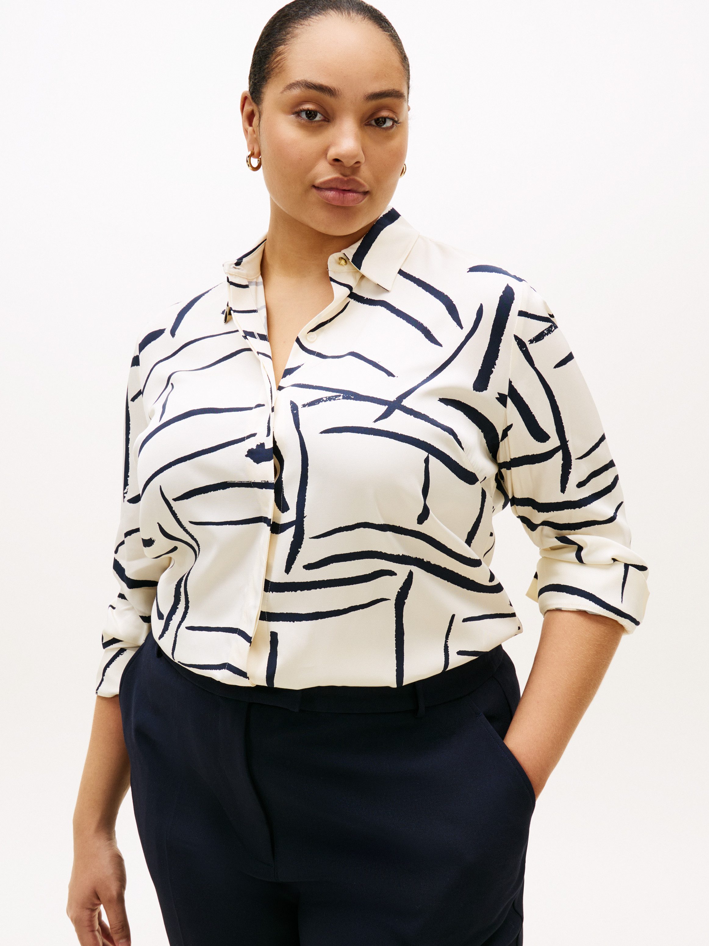 Tommy Hilfiger Curve Hemdbluse CRV VIS TWILL BUTTON UP SHIRT in großen Größen