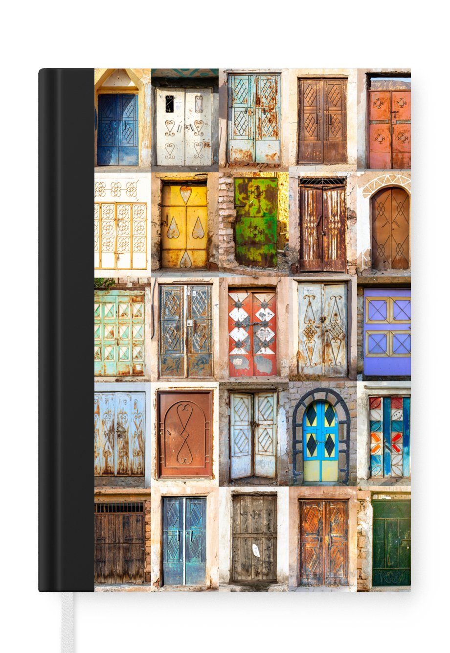 MuchoWow Notizbuch Türen - Architektur - Vintage - Collage, Journal, Merkzettel, Tagebuch, Notizheft, A5, 98 Seiten, Haushaltsbuch | Notizbücher