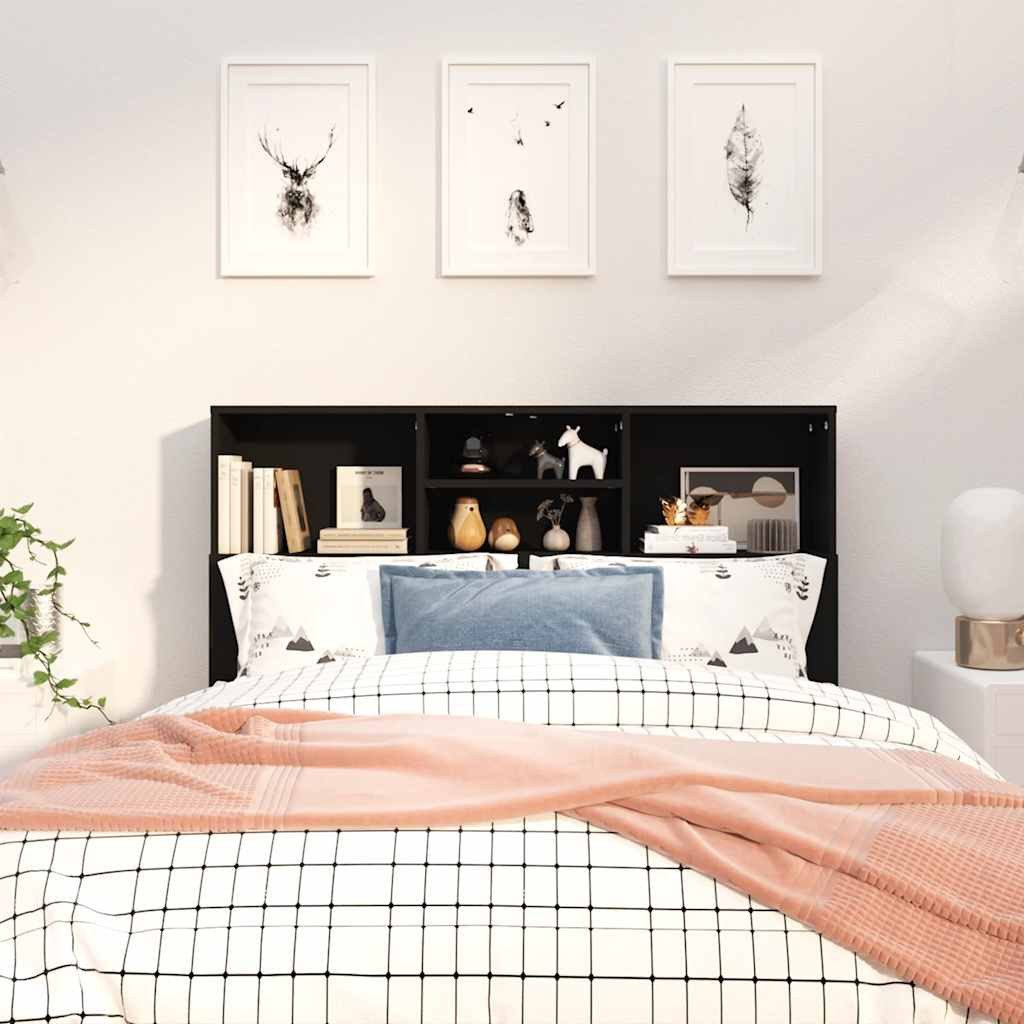 vidaXL Bett Bett-Kopfteil mit Ablagen Schwarz 120x19x103,5 cm (1-tlg)