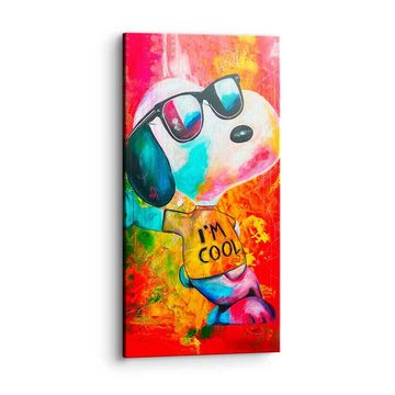 DOTCOMCANVAS® Leinwandbild I'm cool, Snoopy Leinwandbild I´m cool comic panorama hochkant rot orange