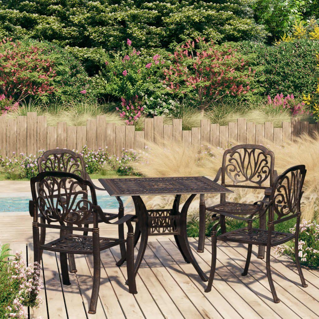 furnicato Garten-Essgruppe 5-tlg. Bistro-Set Aluminiumguss Bronzen