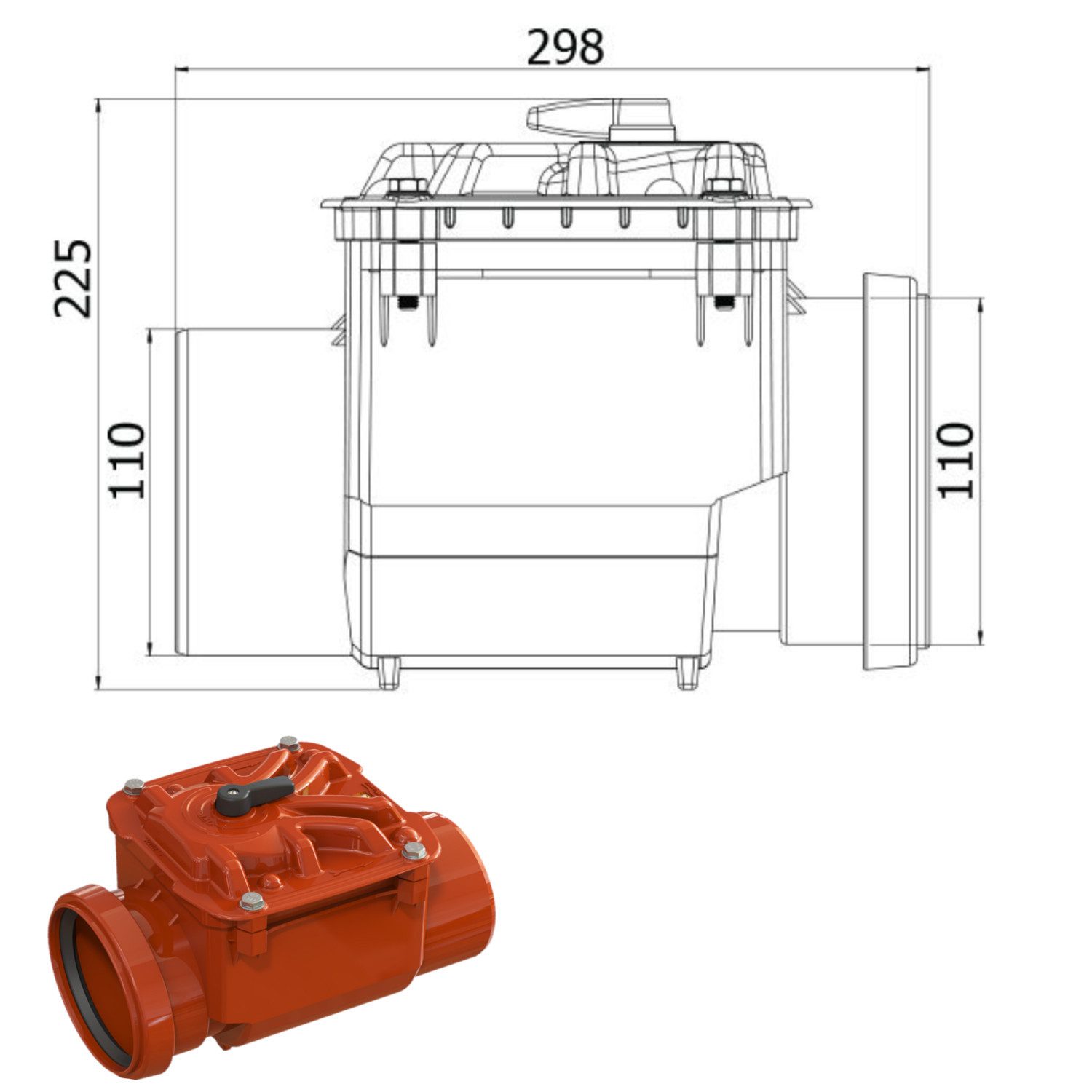Uzman Sanitär-Anschlussset Rückstauklappe Rückstauverschluss DN 110 + Waage günstig online kaufen