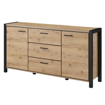 Lomadox Buffet ACCRA-83 in Taurus Eiche Nb. mit LED Beleuchtung 180/200/41 cm
