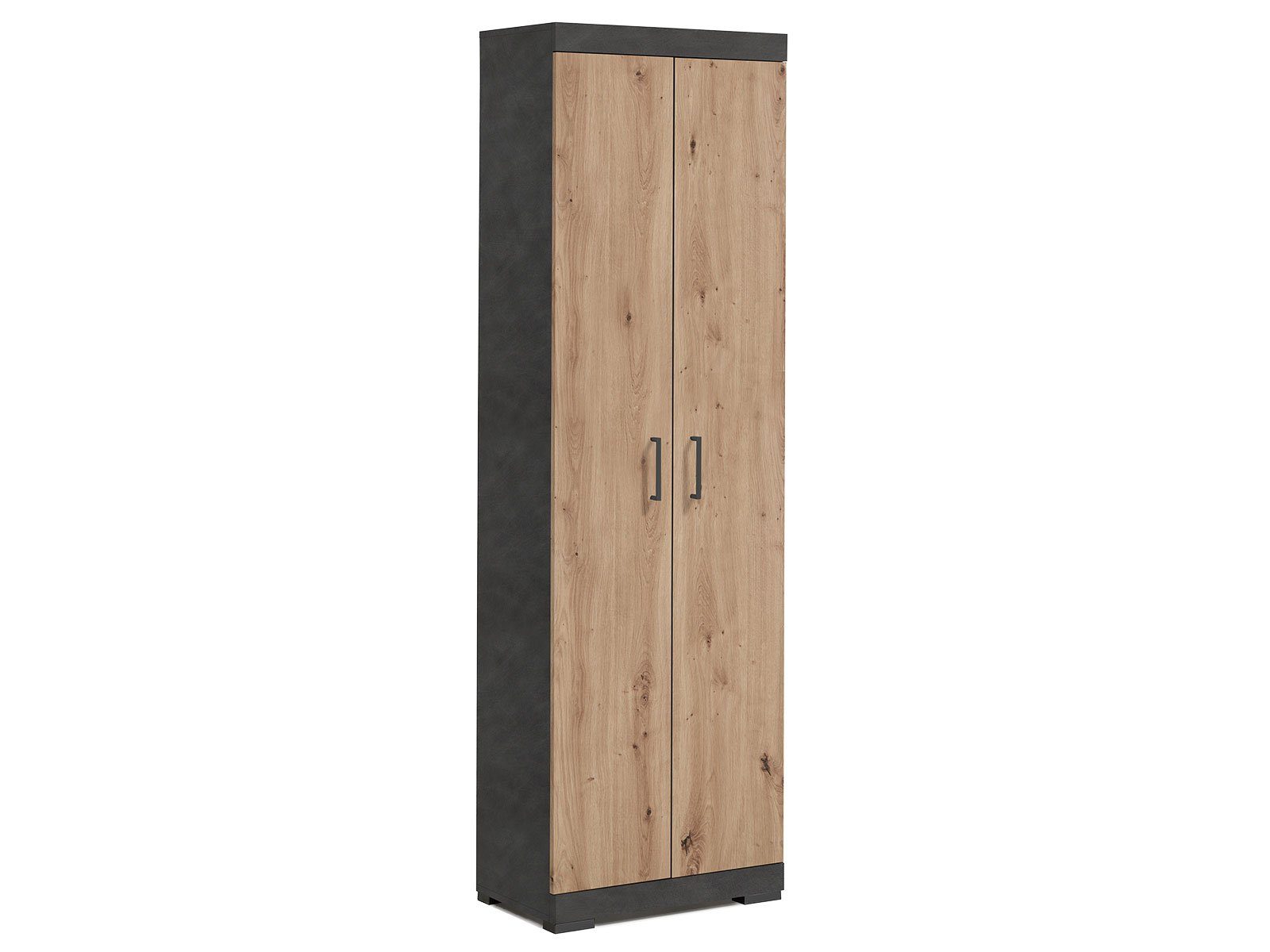 möbelando Garderobenschrank Birkenhead Matera mit aus Made Höhe cm und Garderobenschrank ausziehbaren Kleiderstange, 1 Artisan Moderner Eiche / Breite in 1 35 cm, 195 Holztüren, cm, Nachbildung 2 Tiefe Germany. und Konstruktions- Spanplatte 4 in melaminbeschichteter 60 Einlegeböden